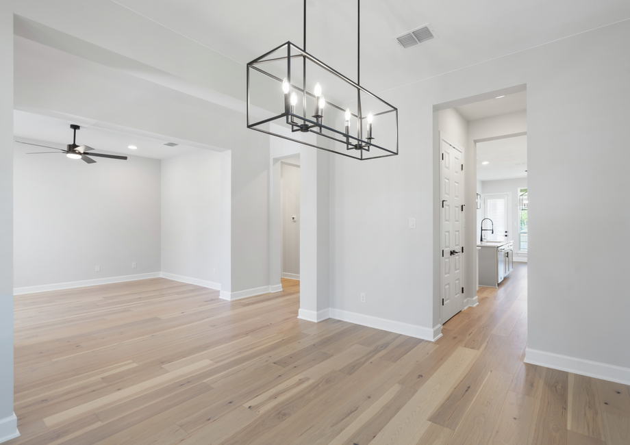The formal dining room has quick access to the kitchen.