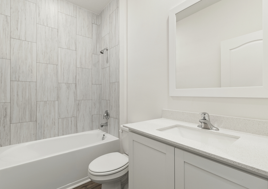 Bathroom with tile detail in the shower/tub combination