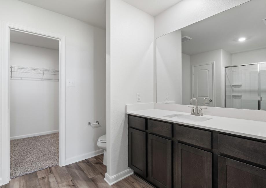 The master bathroom of the Sabine has a large vanity space.
