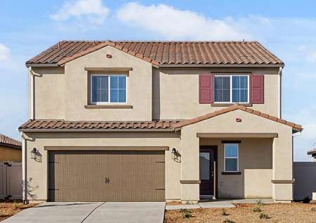 The Redondo is a beautiful two story home with stucco. 