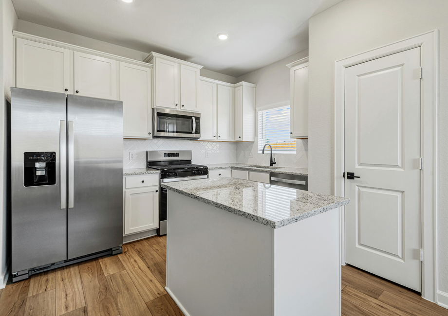 Cabinet space fills the kitchen