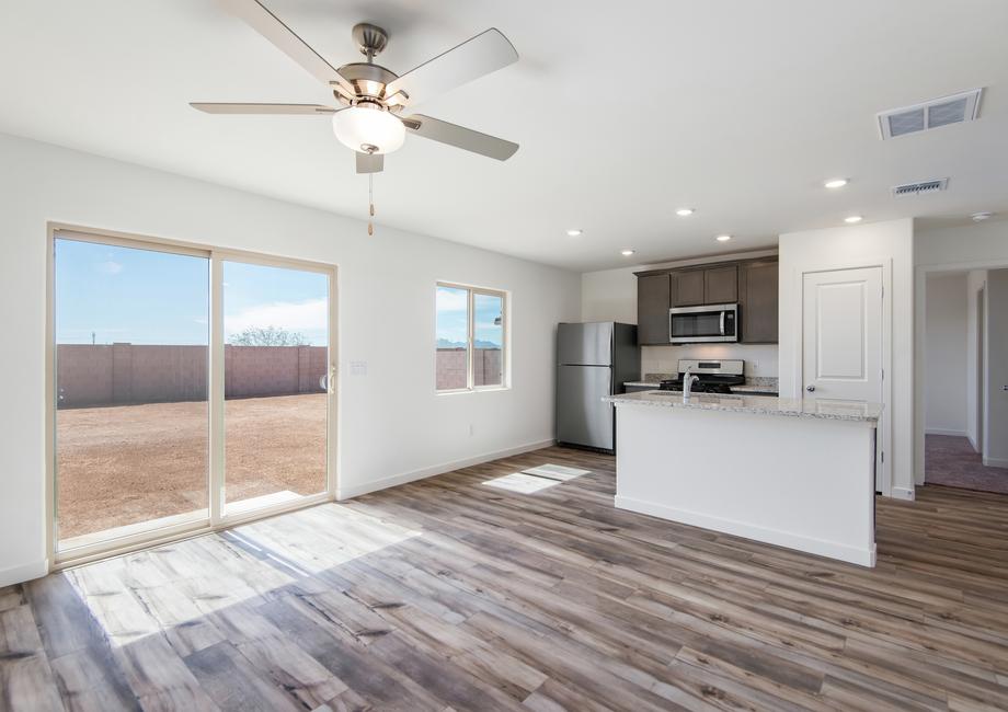 The kitchen opens up the the family room.