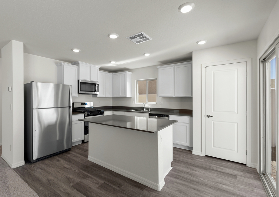 The kitchen of the Oak has energy-efficient appliances.