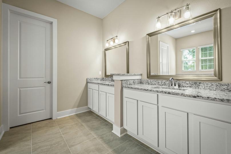Master bathroom with large vanity.