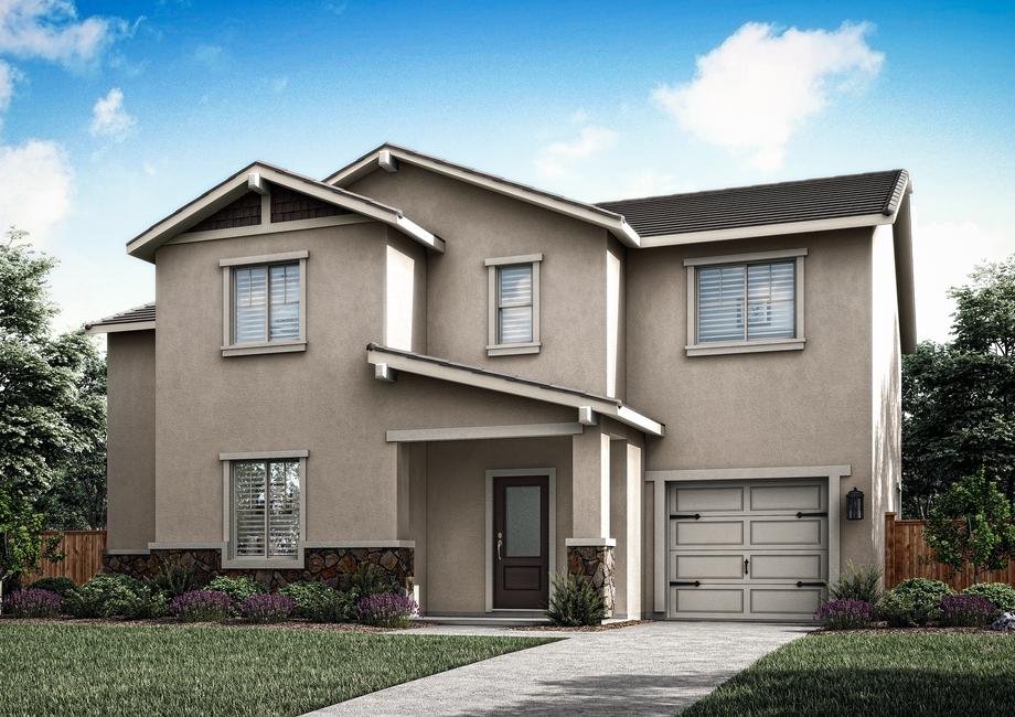 The Albright is a beautiful two story duet home with stucco, stone and white accents.