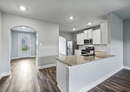The Michigan plan is an open-concept floor plan that is great for family living.