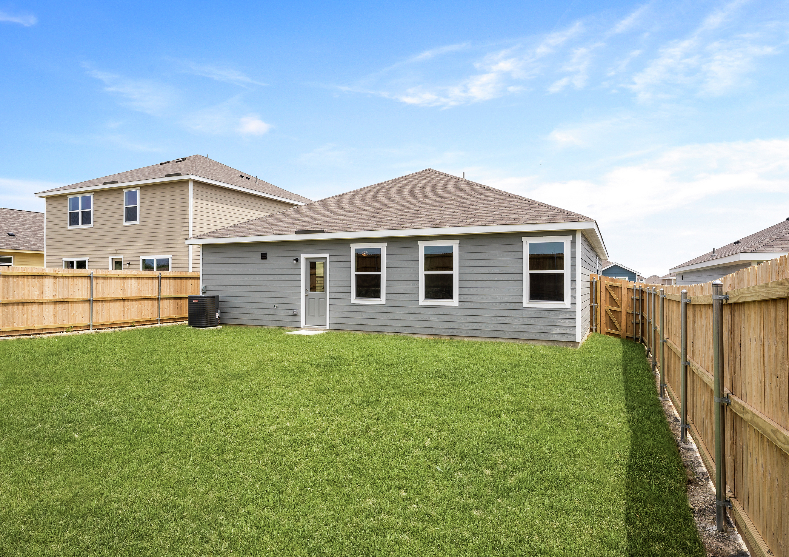 The back yard of the Reed is fully fenced.