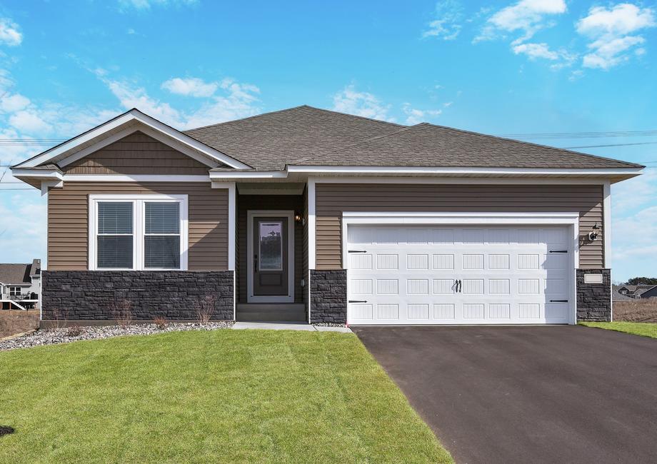 The Goodhue is a beautiful home with siding and stone.