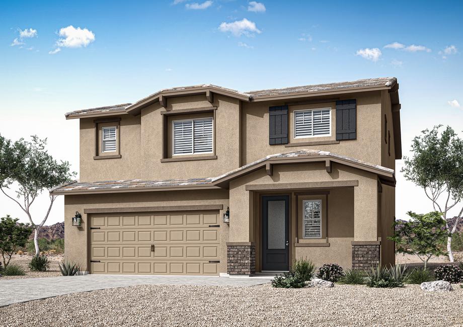 The Redondo is a beautiful two story home with stucco.