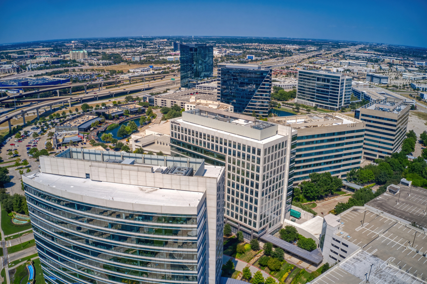 Aerial view of downtown Plano