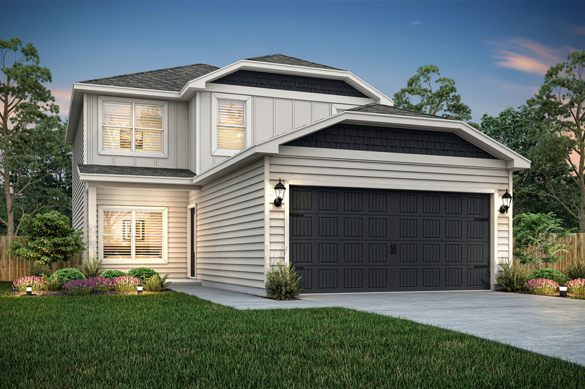 Rendering of the two-story Primrose plan with a siding exterior.