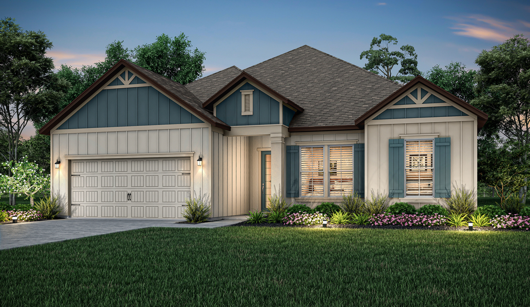 Leland dusk exterior elevation.