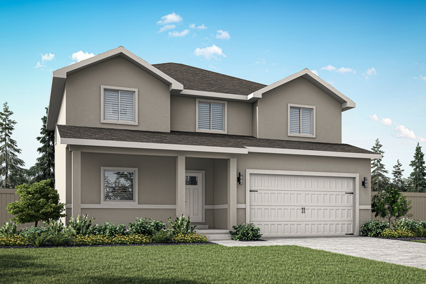 The Redrock is a beautiful two-story floor plan with five bedrooms, two and a half bathrooms and an attached two-car garage.