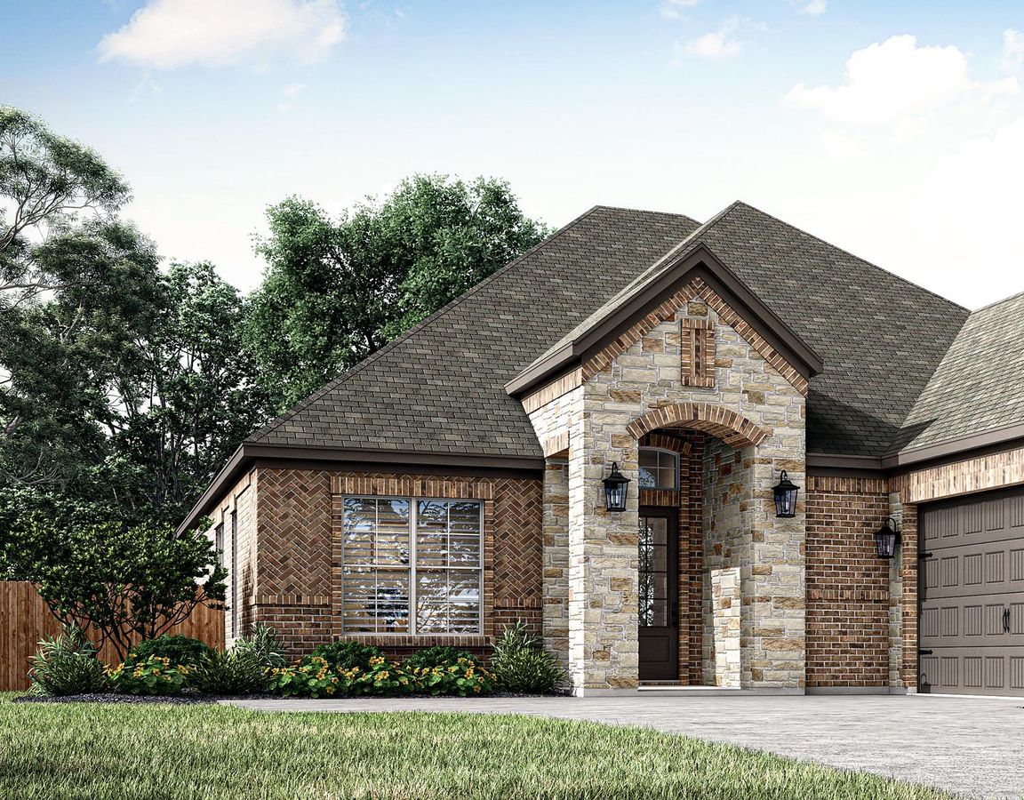 Rendering of the Hanna plan with a swing-load garage.