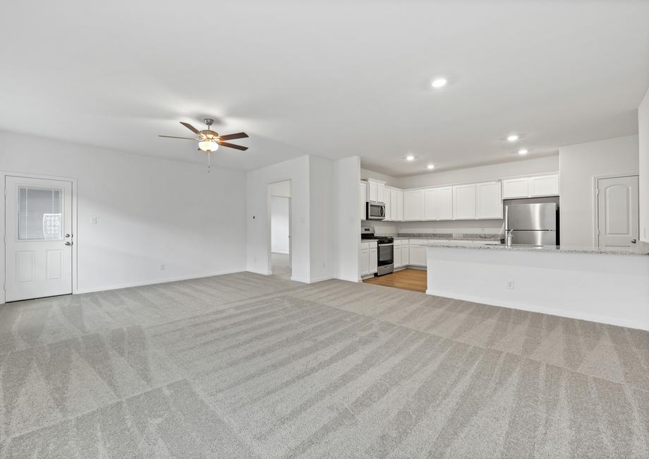 The open concept family room and dining room.