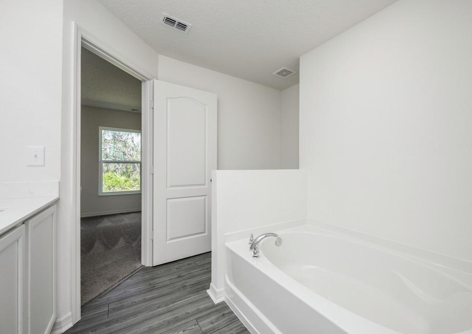 The master bathroom also has a separate bathtub and shower