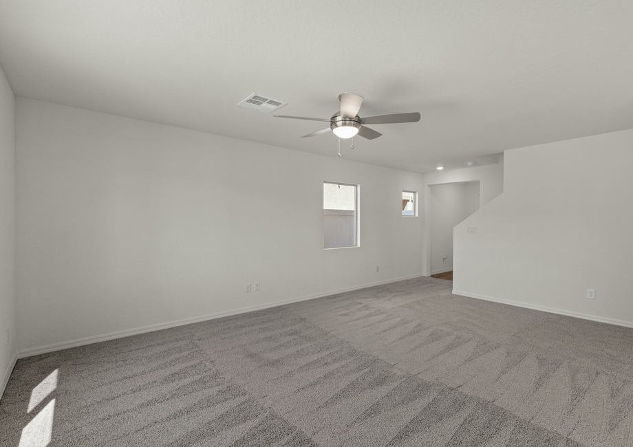 The family room of the Oak floor plan has plenty of space for furniture.