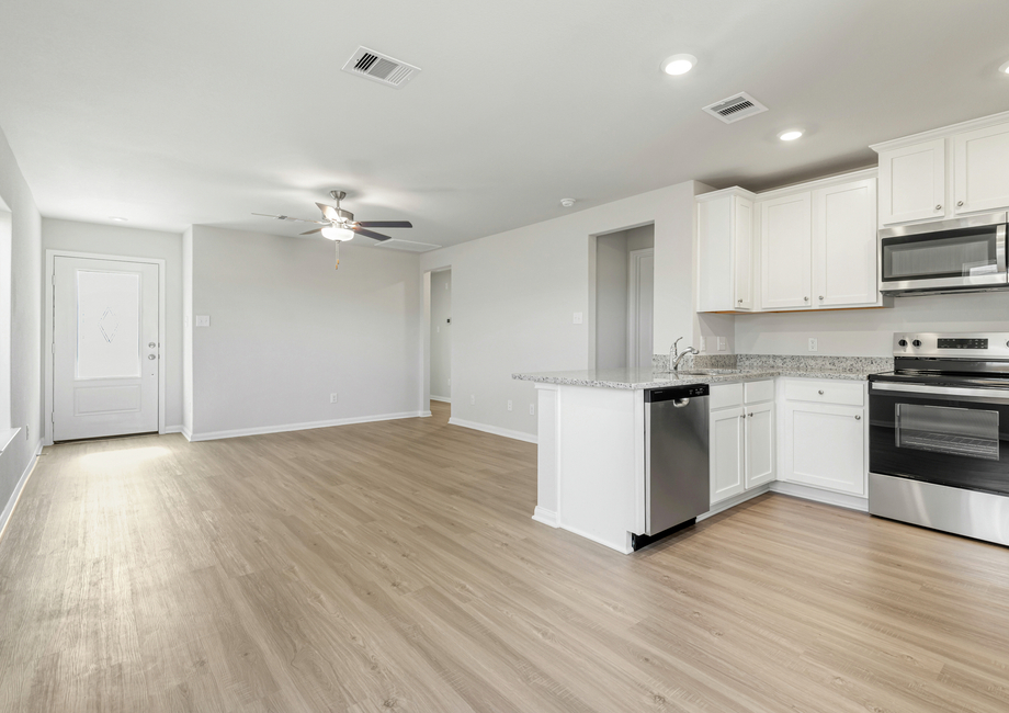 The kitchen and adjoining dining room