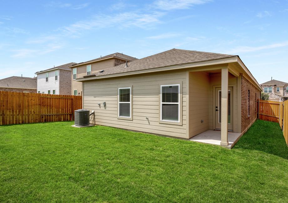 The back yard of the Cedar is fully fenced.