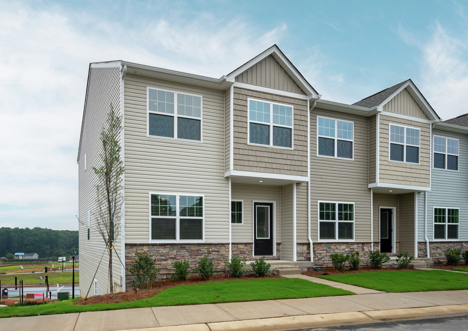 Angled-view of the Holly townhome. 