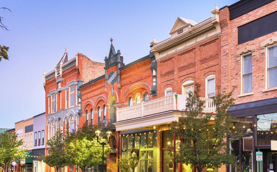 Charming downtown in a small town