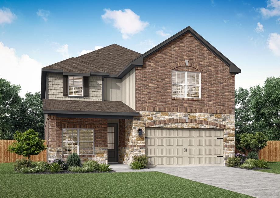 Rendering of the five-bedroom Webb plan with exceptional curb appeal.