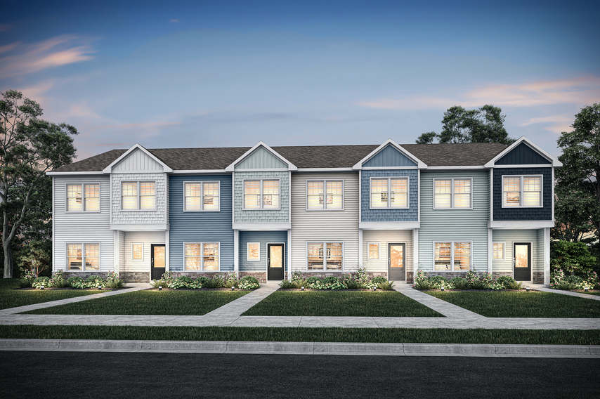 Angled view of the townhome units at Rhyne Court