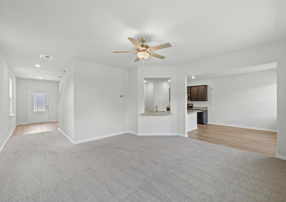 The family room of the Juniper plan has plenty of space for lots of furniture.