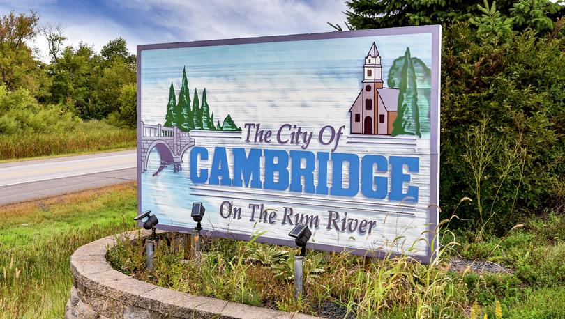 The City of Cambridge welcome sign.