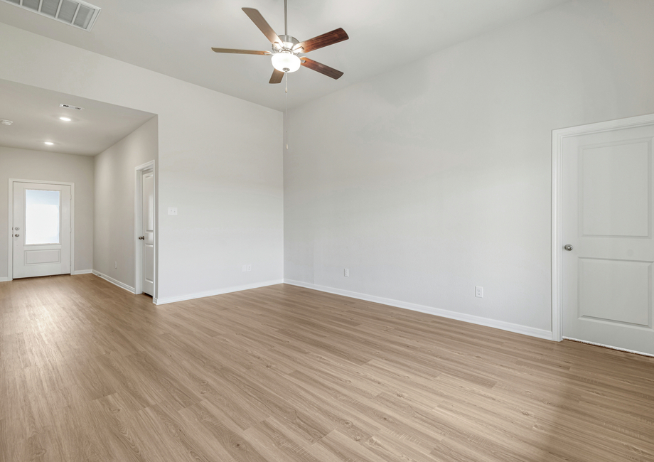 The foyer leads to a large family room