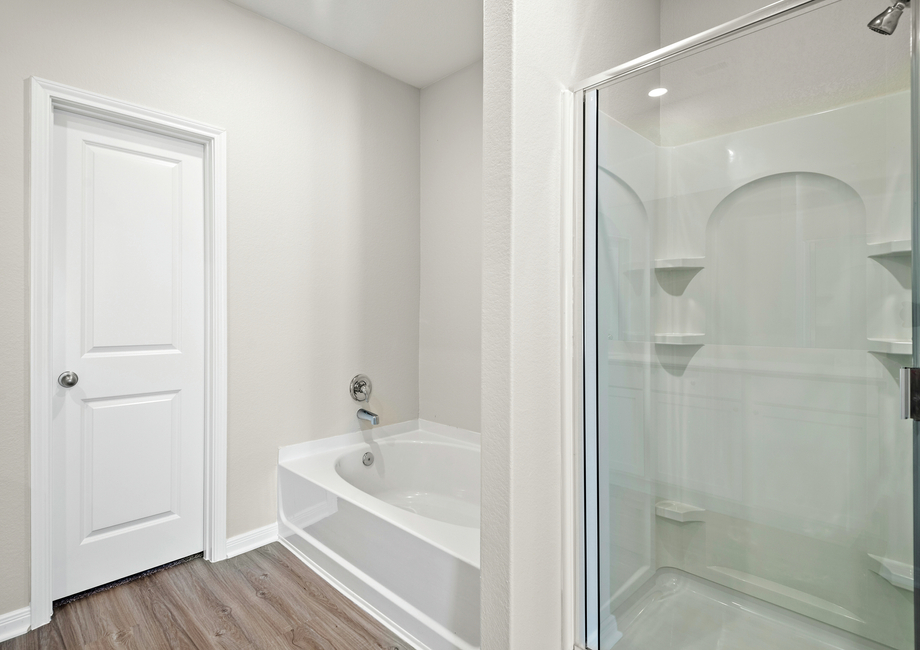 Step-in shower and soaker tub in the master bathroom