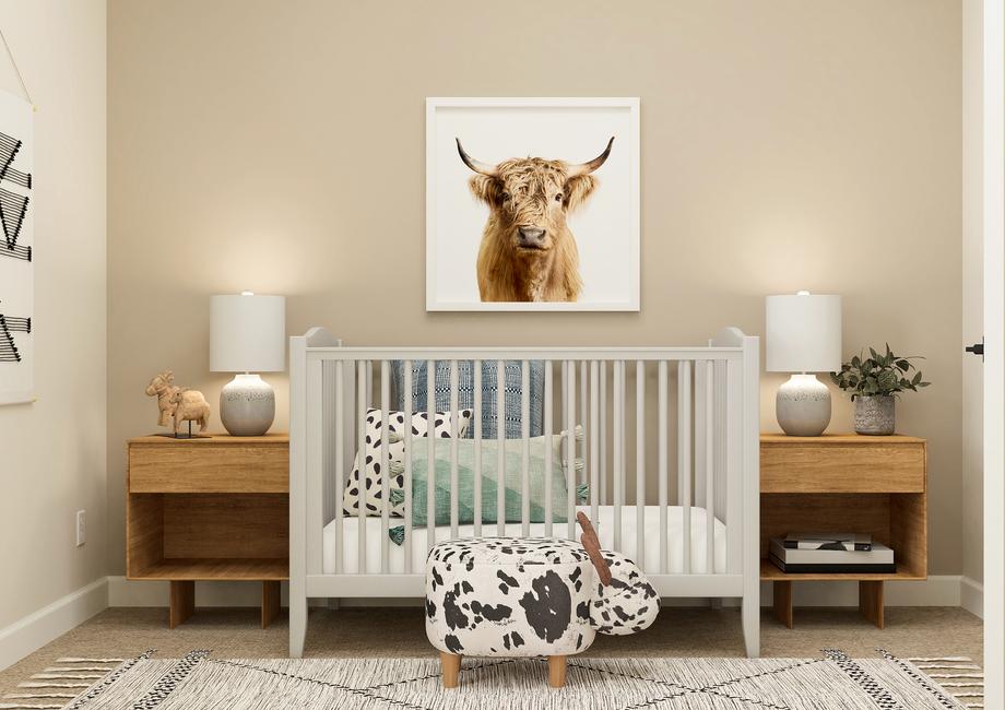 Rendering of a secondary bedroom
  converted into a nursery.Â 