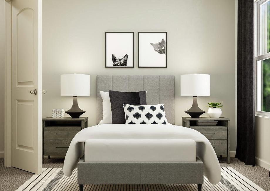 Rendering of a secondary bedroom  featuring plush furniture and stylish decor.