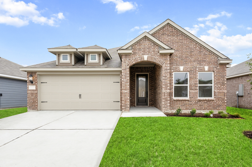 The Erie floor plan has a beautiful brick exterior.