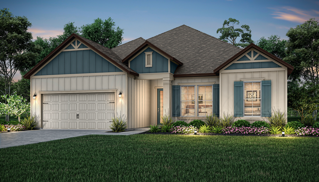 Leland dusk exterior elevation.