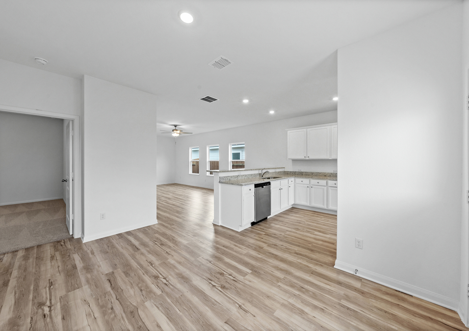 Dining room with a door that leads to the backyard