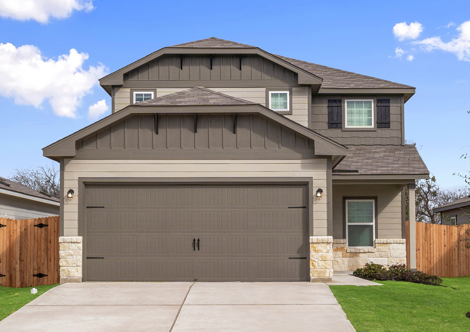 Exterior of the Marek plan with front yard landscaping