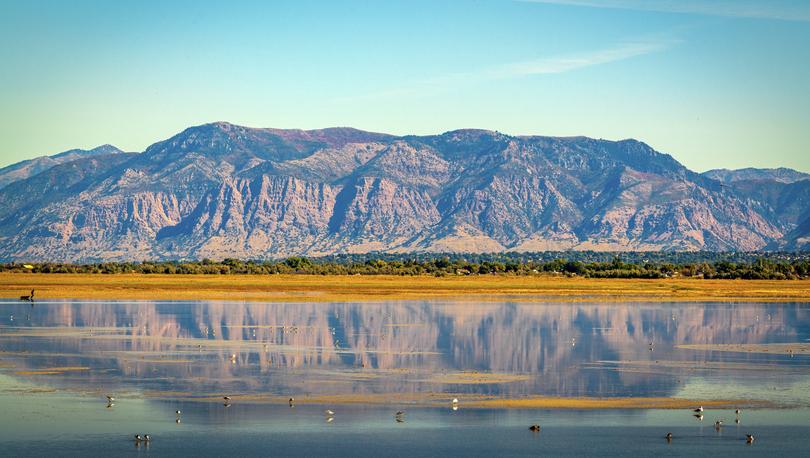 Salt Lake City, Utah, USA barren landscape at the Great Salt Lake.