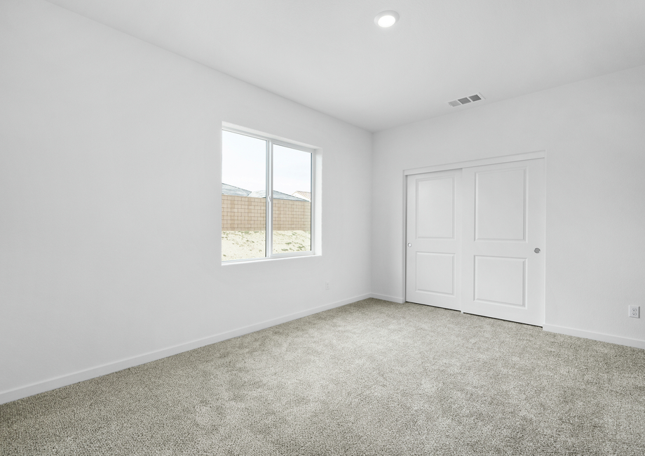 The secondary bedroom has carpet.