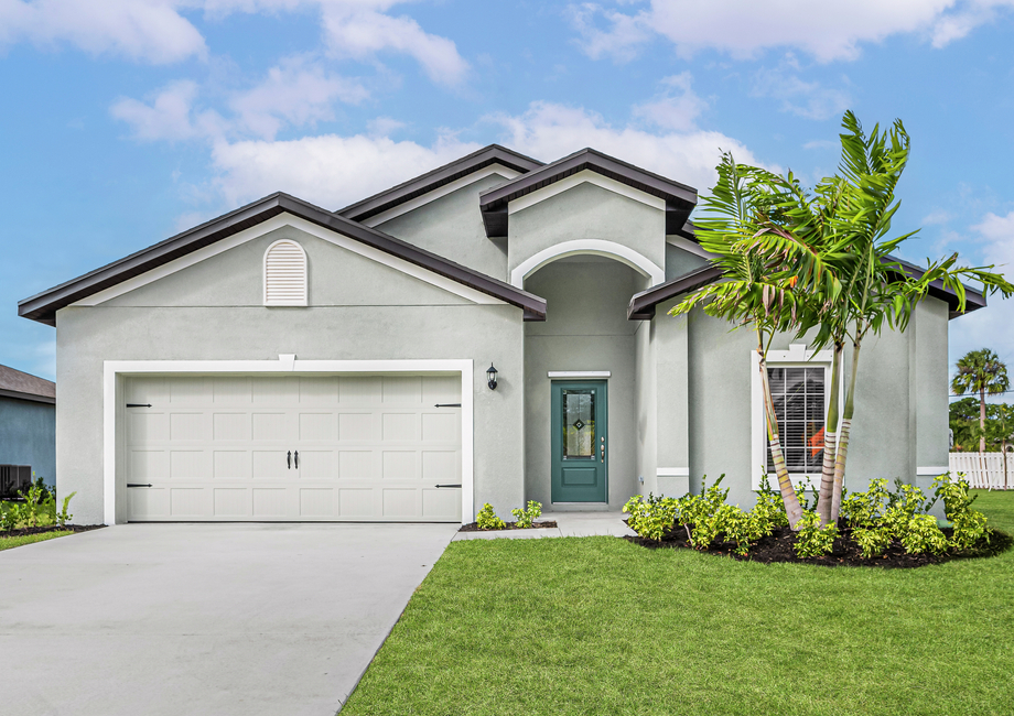 Exterior of the Escambia with front yard landscaping