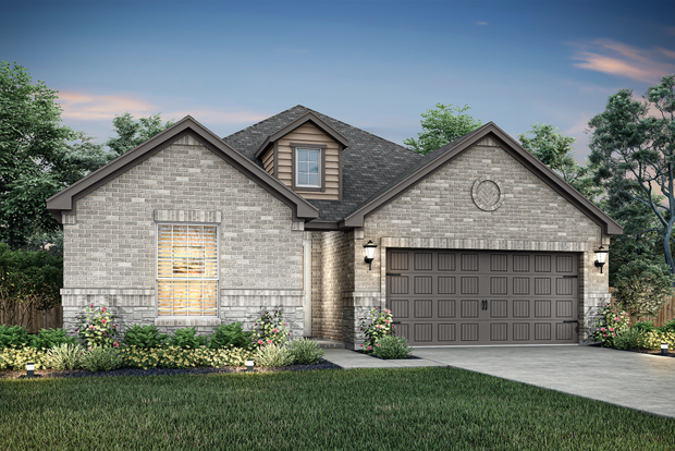 Dusk exterior elevation rendering of the Dove.