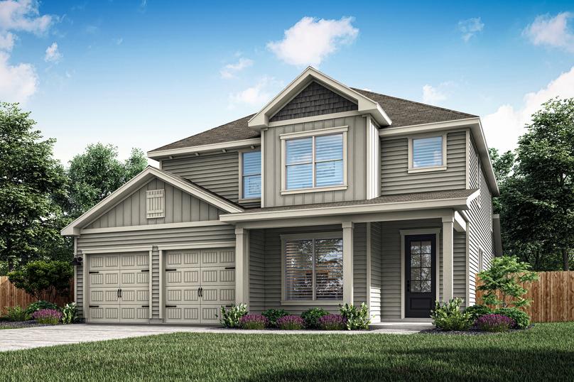 Rendering of the 5-bedroom Yoakum plan with a covered front porch.