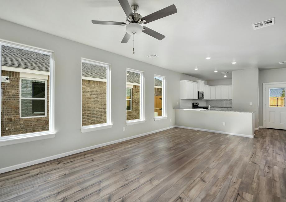 The family room of the Sudan has four large windows that let in great natural light.