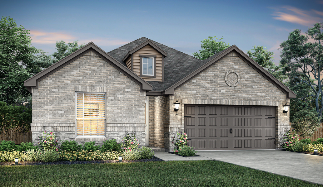 Dusk exterior elevation rendering of the Dove.