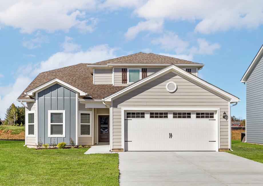 The Cypress is a beautiful two story home with siding.