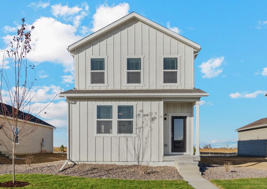 The Silverton is a beautiful two story home with siding.