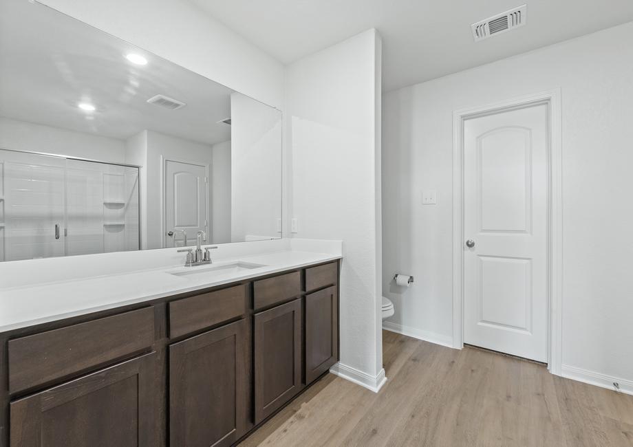 The master bathroom of the Sabine has a large vanity space.