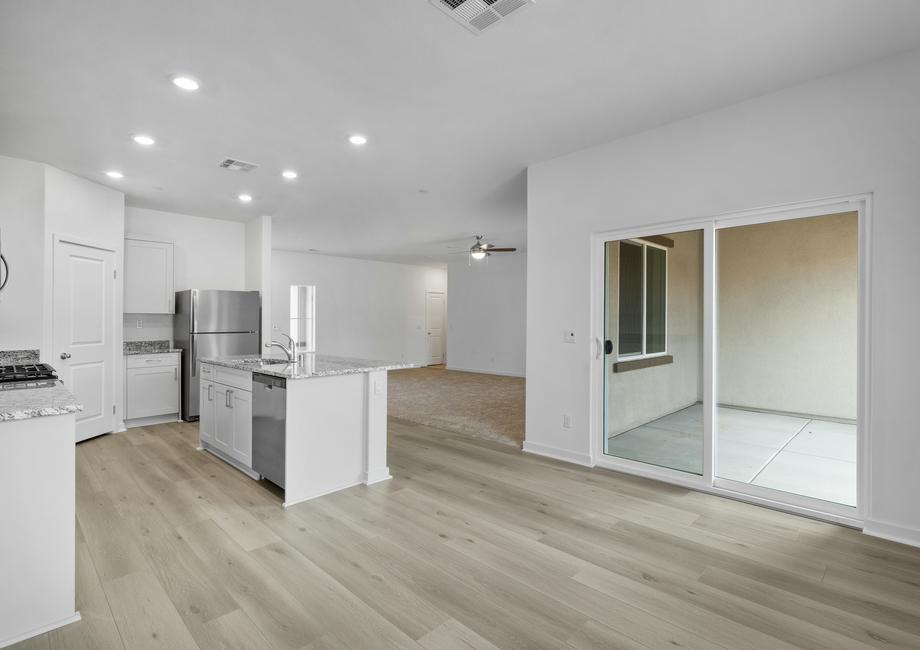 The kitchen is open to the family room and dining room.