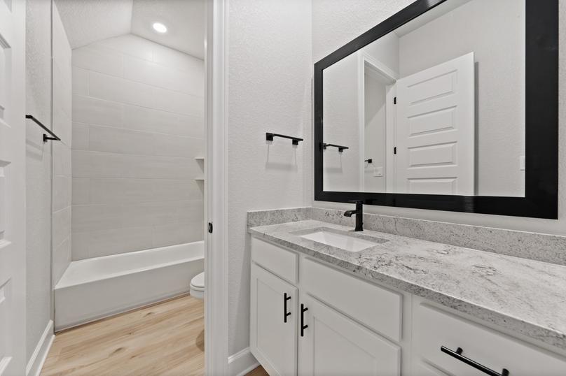 Enjoy bathroom vanities with plenty of storage options.