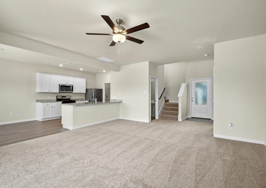 The Cypress has an incredible open layout with the family room open to the kitchen and dining room.